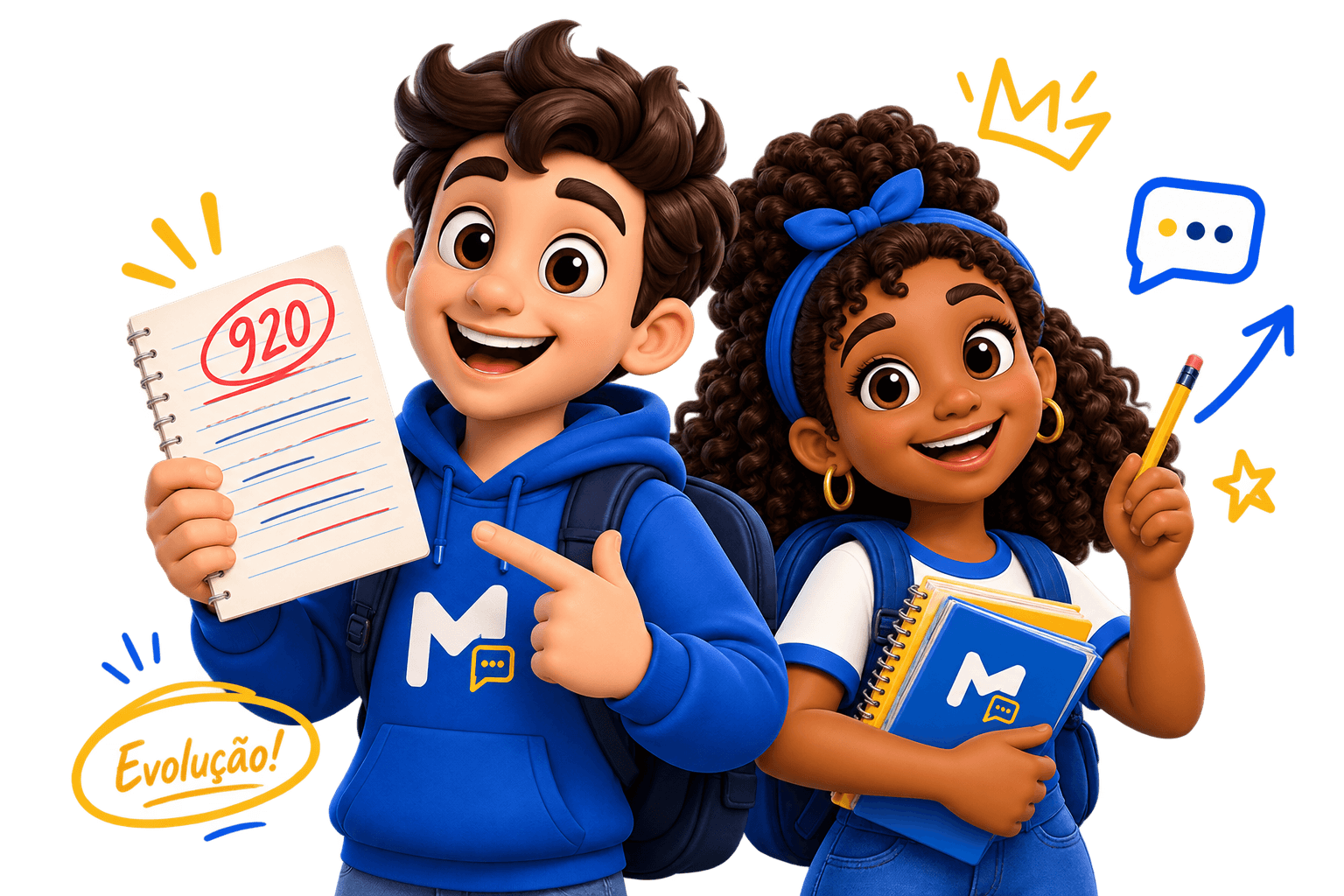 Mascotes Mediatori com redação nota 920